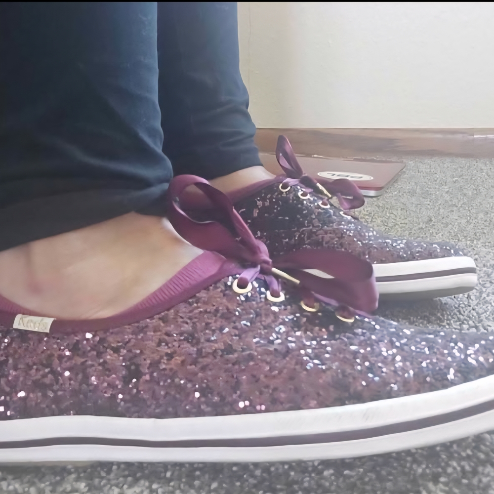 Burgundy Glitter Sneakers